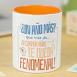 Taza de porcelana La Mente es Maravillosa - Taza con Frase y dibujo. Regalo original y gracioso (¿Un año más? Qué más da. ¡Si cumplir años te queda fenomenal!) Taza Diseño Cumpleaños