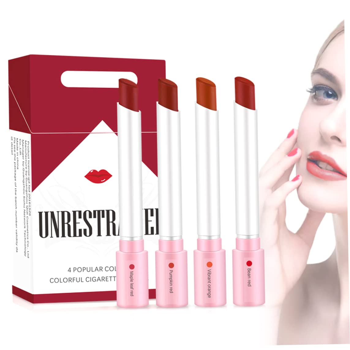 1 set cigarrillo de lápiz labial mate de 4 colores maquillador de terciopelo hidratante cosmético lápiz labial liso duradero duradero a color lápiz labial de maquillaje fácil de colorear.