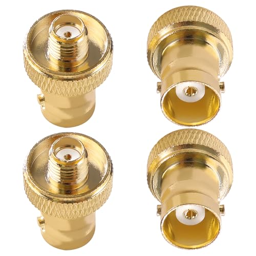 KUOQIY 4 Pièces Adaptateur BNC Femelle vers SMA Femelle, Adaptateurs de Conversion SMA vers BNC, pour Radios Bidirectionnelles, Appareils LAN sans Fil,...