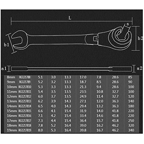 kowaku Chave Catraca de Tubo de 2 Peças 72 Dente Durável Reparo de aço