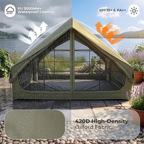 VINGLI Tienda Inflable para Camping para 3-5 Personas, Resistente al Agua y al Sol, con Ventanas de Malla y Bomba miniatura 6