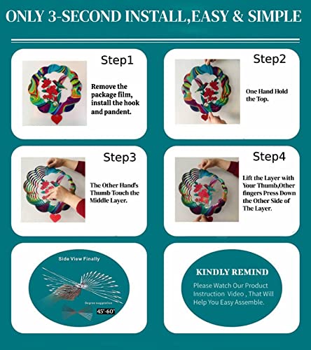 Wind Spinners Garden Decor Hummingbird Wind Spinner Outdoor Metal Hanging Mandala Decor-Wind Spinners For Yard And Garden Patio Porch,Garden Wind Spinner Hummingbird Gifts Women Men Mom Gift #TOP7