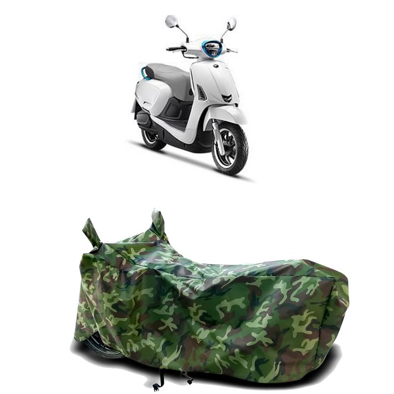 Image of DUFFEL-100% Heat Protection Two Wheeler Bike /Scooty Body Cover for 22Kymco Like EV Water Resistance /UV-Rays /Birds Dropping /Scratchproof /Dust Proof /Waterproof[Green Jungle Print]