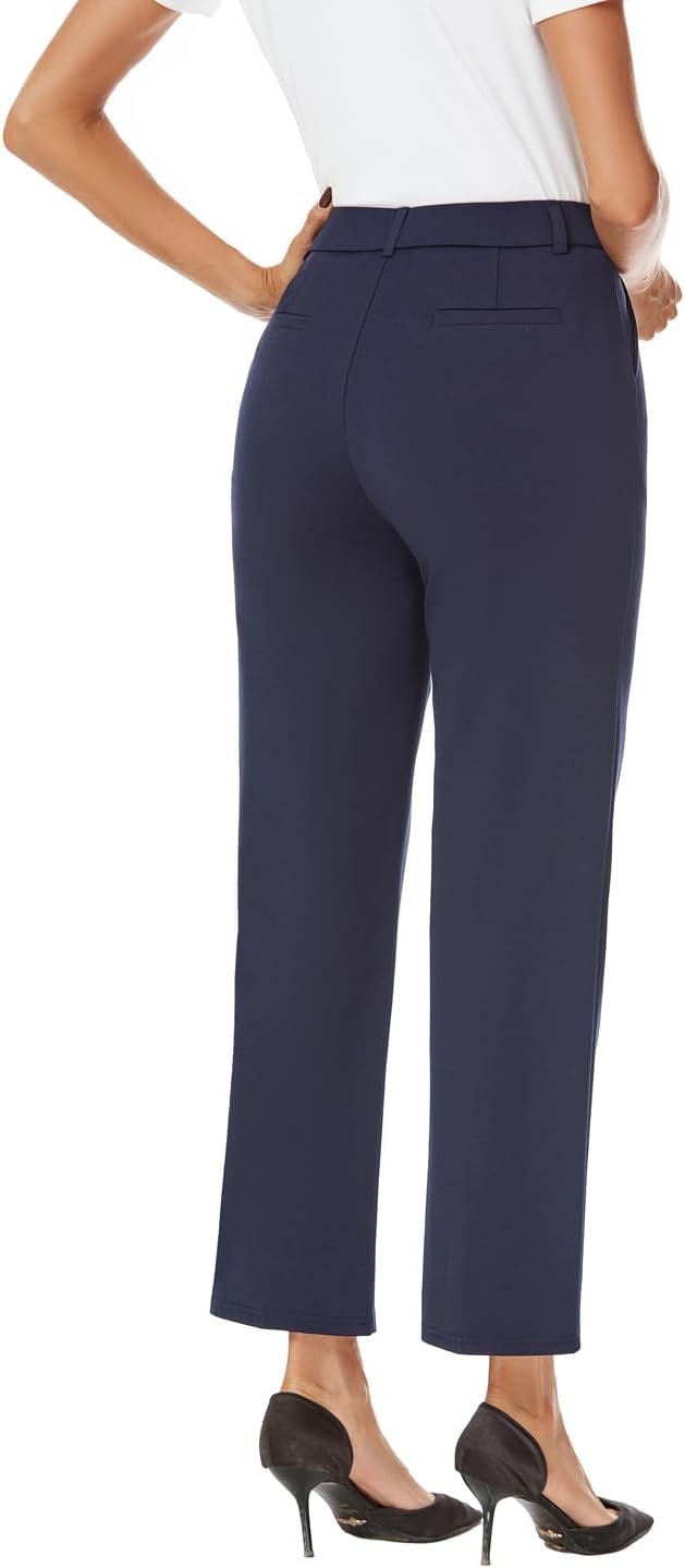 iChosy Women's Straight Leg Dress Work Ankle Pants Business Office Casual Slacks with Pockets