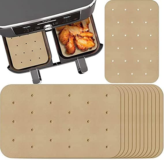 ELEPHANTBOAT® 100 Non-Stick Square Sheet Air Fryer Disposable Paper Liner, 8''*5.5'' Perforated for Large Toaster Oven,Microwave,Frying Pan,Steamer & Airfryer