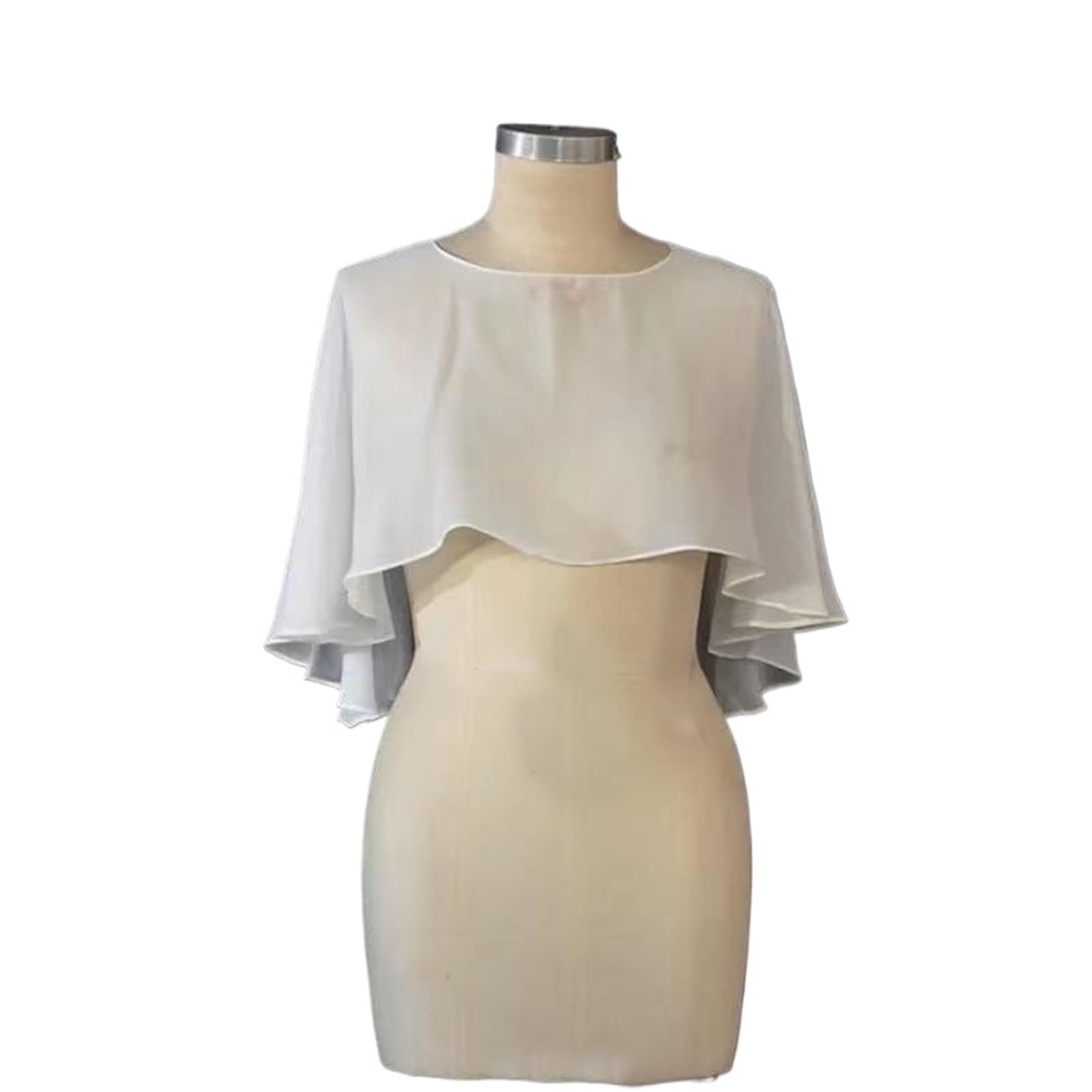 HEUchuan Wedding Dress Shawl Soft Chiffon Bridal Cape – Women’s Evening Wedding Jacket & Short Shawl Wrap(White2)