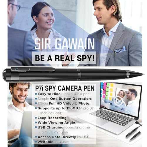Image of SIRGAWAIN 1080P Body Camera Pen [Upgraded 2024] - Body Cam with HD Video or Picture Taking, SD Card Storage, and Manual Control for Privacy Compliance (32GBSIRGAWAINPEN)