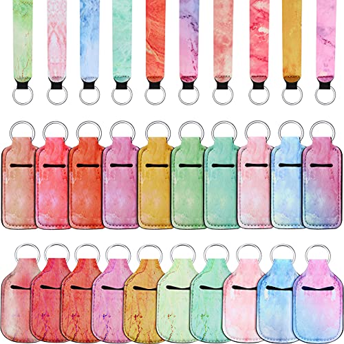 30 PCS Marble Keychain Lipstick Holders Set, Wristlet Lanyards (Vibrant Style)