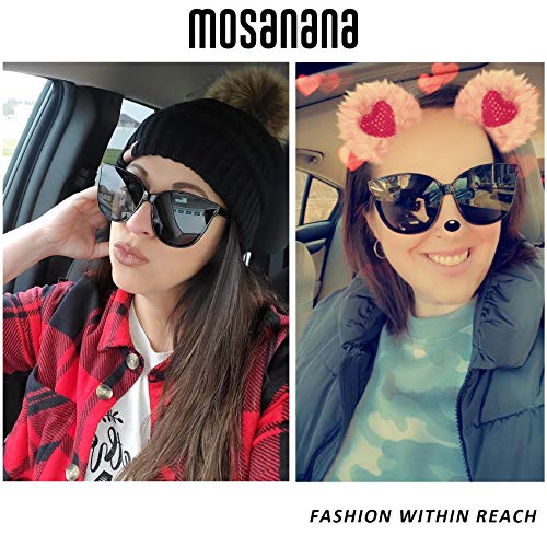 Mosanana Trendy Cat Eye Sunglasses For Women Cateye Black Dark No Rim Square Round Oversize Angular Fashion Stylish Trending Retro Big Thick Narrow Modern Popular Shade Lady Large Vintage 2023 Ms51802 #TOP1
