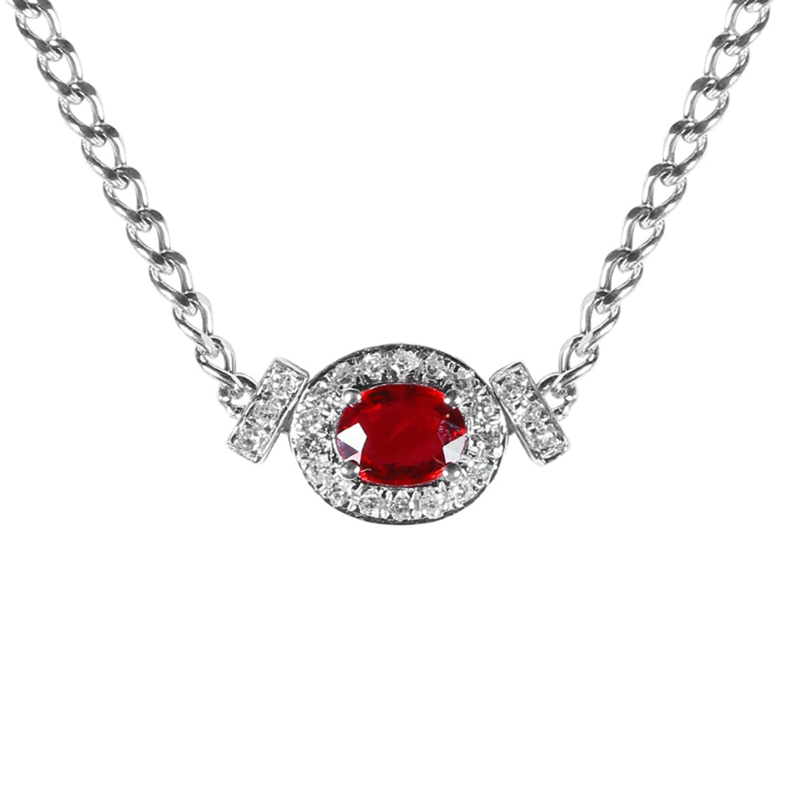 0.4ct Rubí Colgante Cadena Oro Blanco 375 585 750 Mujer