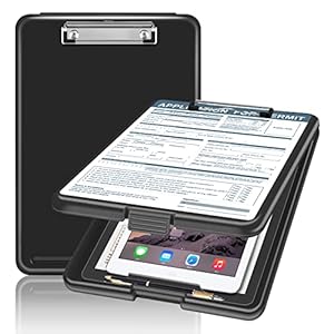 Clipboard with Storage, Clipboards 8.5×11 with Storage, Nursing Clipboard Foldable, Smooth Writing with Pen Holder Clipboards, High Capacity Storage Clipboard for Office Storage, Nurse, Kids(Black)