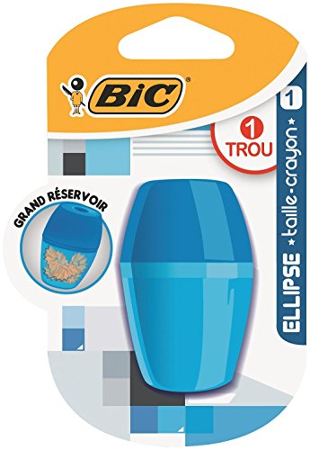 BIC Mini-Bleistiftspitzer Mit Gummigriff – 1 Loch, Praktisch Fürs Federmäppchen, Farbe Zufällig