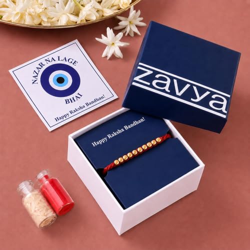 Image of ZAVYA 925 Sterling Silver Cubic Zirconia Minimal Gold Plating Silver Rakhi | Rakhi for Brother-Happy Rakshabandhan | With Certificate of Authenticity and 925 Hallmark