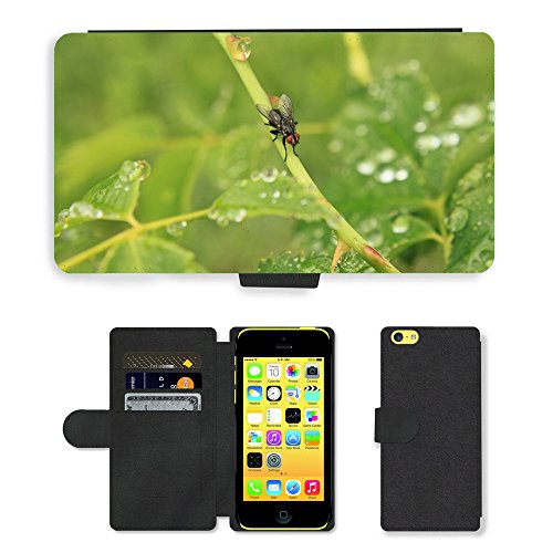 Grand Phone Cases PU Leather Case Coque housse Smartphone Flip Bag Cover Protection // M00140958 Gotas de Lluvia Raindrops Fly Rose // Apple iPhone 5C