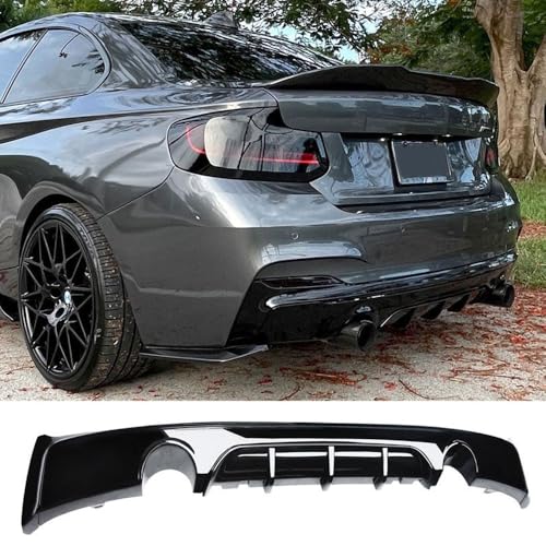 Kinautex Rear Diffuser Lip Splitter Spoiler for BMW 2 Series F22 M Performance 2014-2021 (Gloss Black)