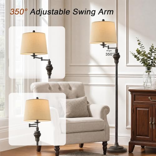Image of Vintage Floor Lamp with 350 Adjustable Swing Arm 61 inch Lamps for Living Room