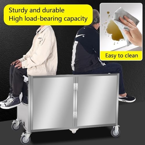 Heavy-Duty Stainless Steel Foldable Food Cart with Storage Space, Portable Street Vendor Cart for Outdoor Sales and Events (120cm/47.2in)
