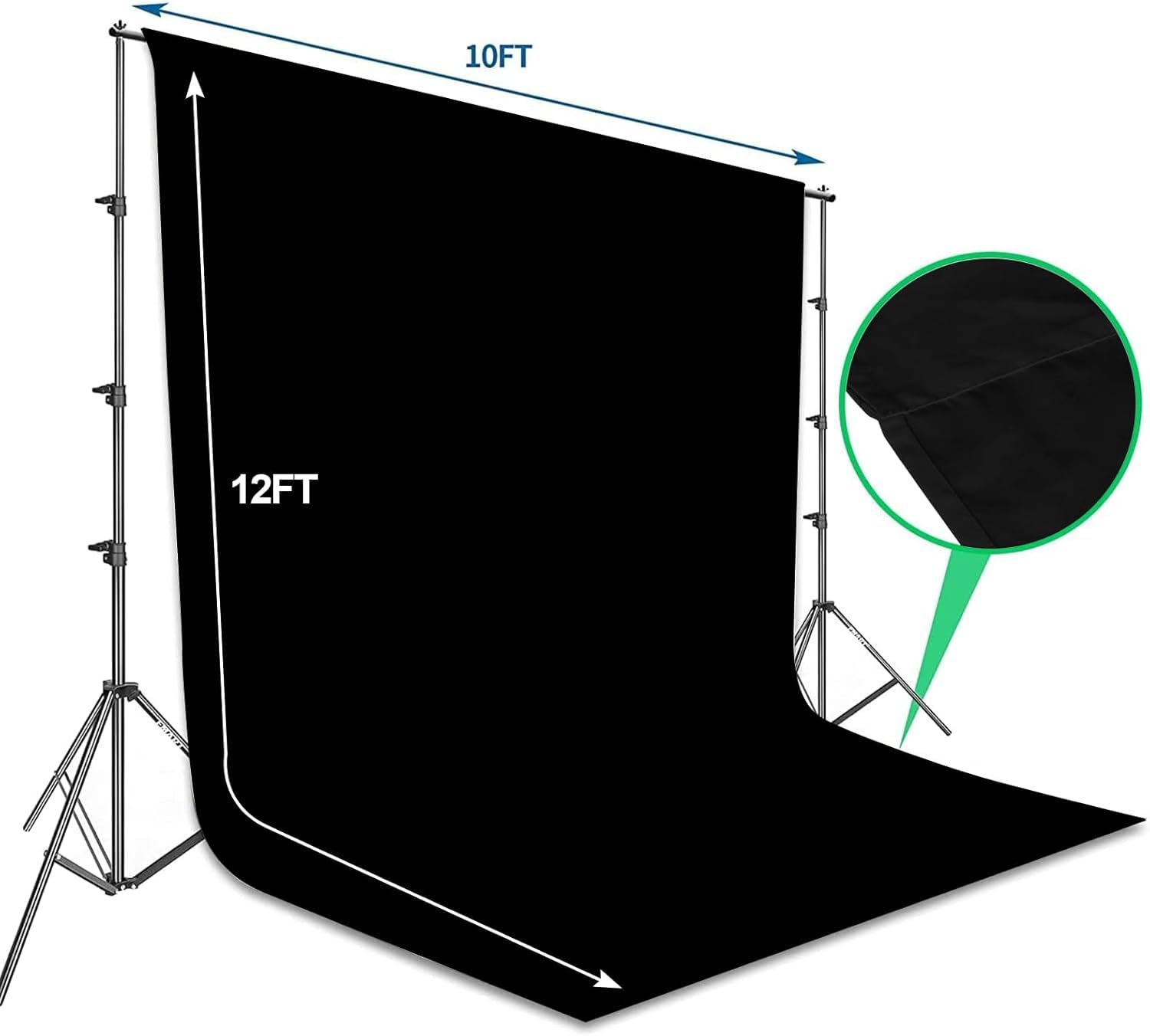 EMART Sfondo Nero Supporto 2,6x3m, Kit Fotografico con Supporto da 3x3,6m