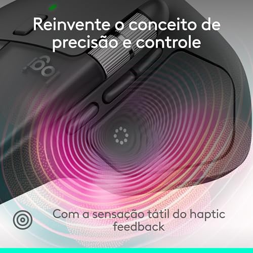 Mouse sem fio Logitech MX Master 4 com o Desempenho avançado e a Sensação tátil do Haptic feedback, Design ergonômico, Rolage