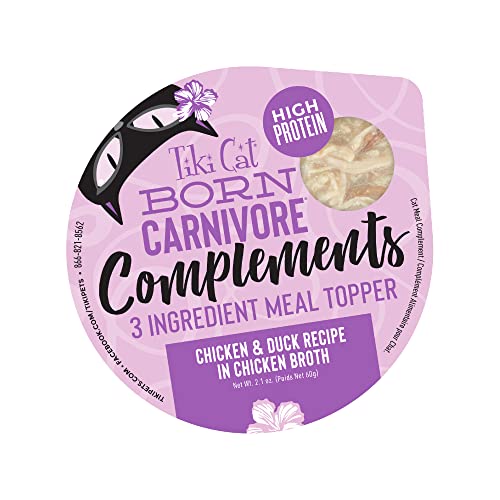 Tiki Cat Born Carnivore Complements, Chicken & Duck, Wet, High-Protein & High-Moisture Cat Food Topper, 2.1 Oz. Cups (Pack Of 8) #TOP1