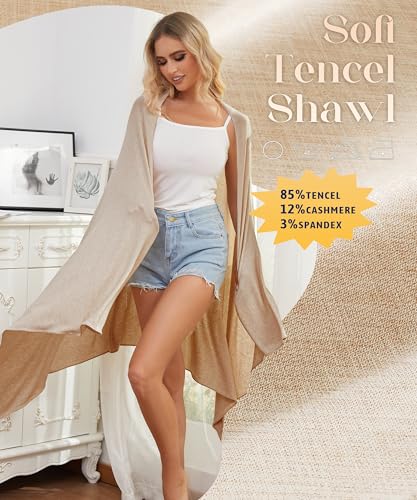 Tencel Cashmere Shawl Wraps for Women,Pashmina Stole Airplane Travel Wool Scarf Blanket Wrap Lightweight UPF 50+2