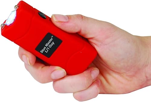 Miniatura 3 de Nuevo 60,000 voltios Stun Master L'il Guy Compact Red Linterna Stun Gun Combo con funda de cuero sintético