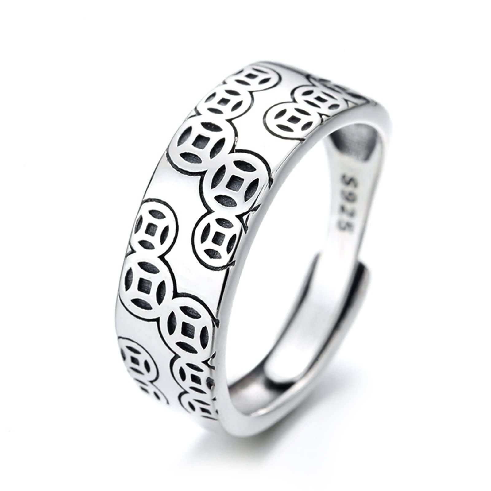 Anello in argento Sterling, anello per anniversario di 1 anno per fidanzate modello di denaro regolabile gioielli alla moda per regali da donna, Adjustable, Nessuna pietra preziosa