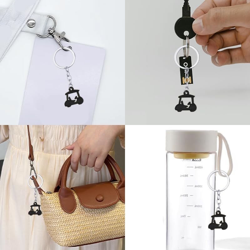 YALLNASL Golf Cart Keychain Silver Gold Golf Bag Accessories Charms for Women Men Golf Lovers Birthday Christmas Gift Ideas image 4