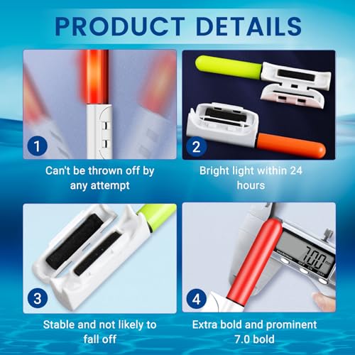 Luces de punta Jorzer clip de luz de pesca de plástico impermeable 4PCS 4