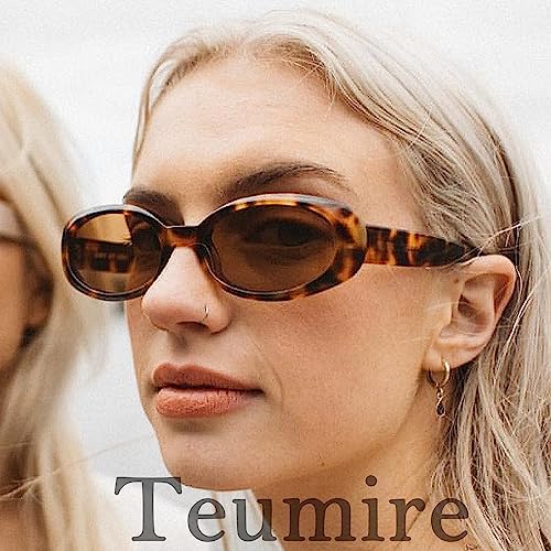 Image of Retro Oval Sunglasses for Women Men 90s Style Vintage Small Sun Glasses UV400 Protection Shades