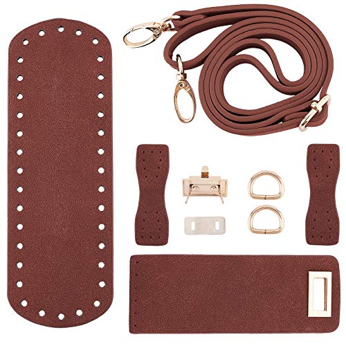 Kit de tricot en cuir synthétique brun pour sac DIY avec 7 types d'accessoires