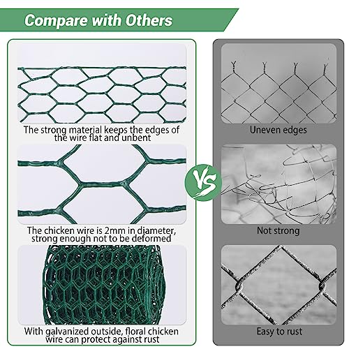 Image of Floral Chicken Wire for Craft,4 x 118 Inch Lightweight Galvanized Hexagonal Chicken Wire Netting, 2mm Thickness Chicken Wire Fence for Garden Poultry, Chicken Wire Mesh with Gloves, Wire Ties, Plier