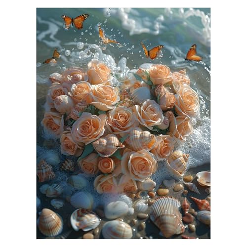 DIY シェル 数字油絵 心臓 数字塗り絵画 手芸キット 70x50 Cm 絵画 インテリア 手作りキット ビッグサイズ 複数サイズ 子供 初心者 ペイントバイナンバー 画材 Painting by Numbers 適用対象そして自宅 壁飾り お歳暮誕生日