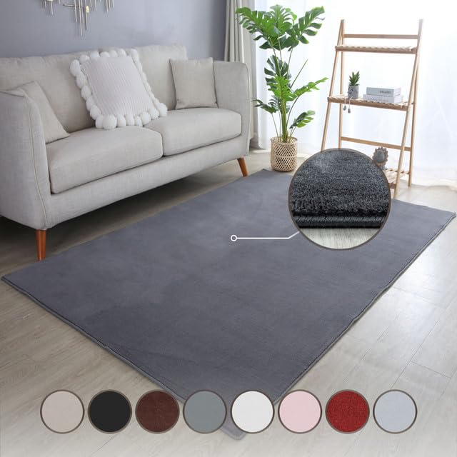 Carpettex Teppich Wohnzimmer Anti-Rutsch Teppich Waschbar in Waschmaschine 160 x 230 cm Grau -...