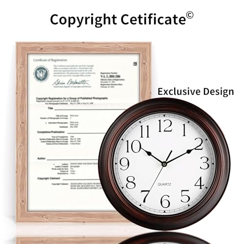 Image of KECYET 14 Inch Wall Clocks Battery Operated Silent Non-Ticking Wall Clock Vintage Retro Rustic Style Decorative for Living Room Kitchen Farmhouse (Bronze)
