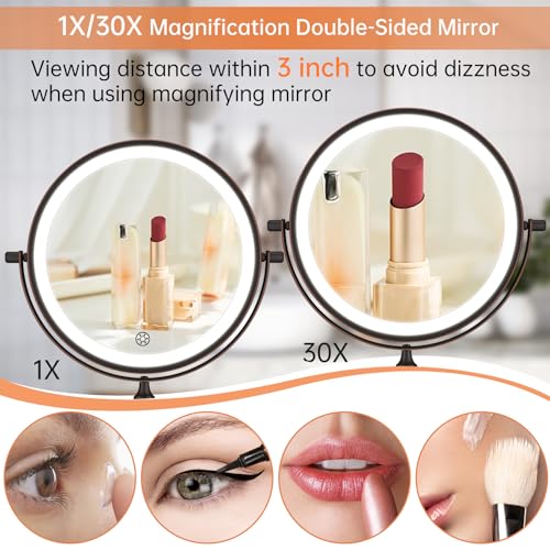 Espejo de Maquillaje de Pared con Luz y Aumento 30X miniatura 3