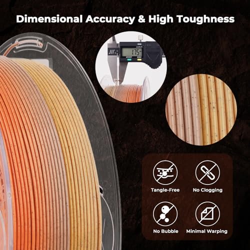 Image of AMOLEN Rock PLA Filament 1.75mm,Rainbow Marble PLA 3D Printing Filament, 1kg Spool (2.2lbs), Dimensional Accuracy + /- 0.02 mm, Fit Most FDM Printer (Yellow Feldspar Rock)