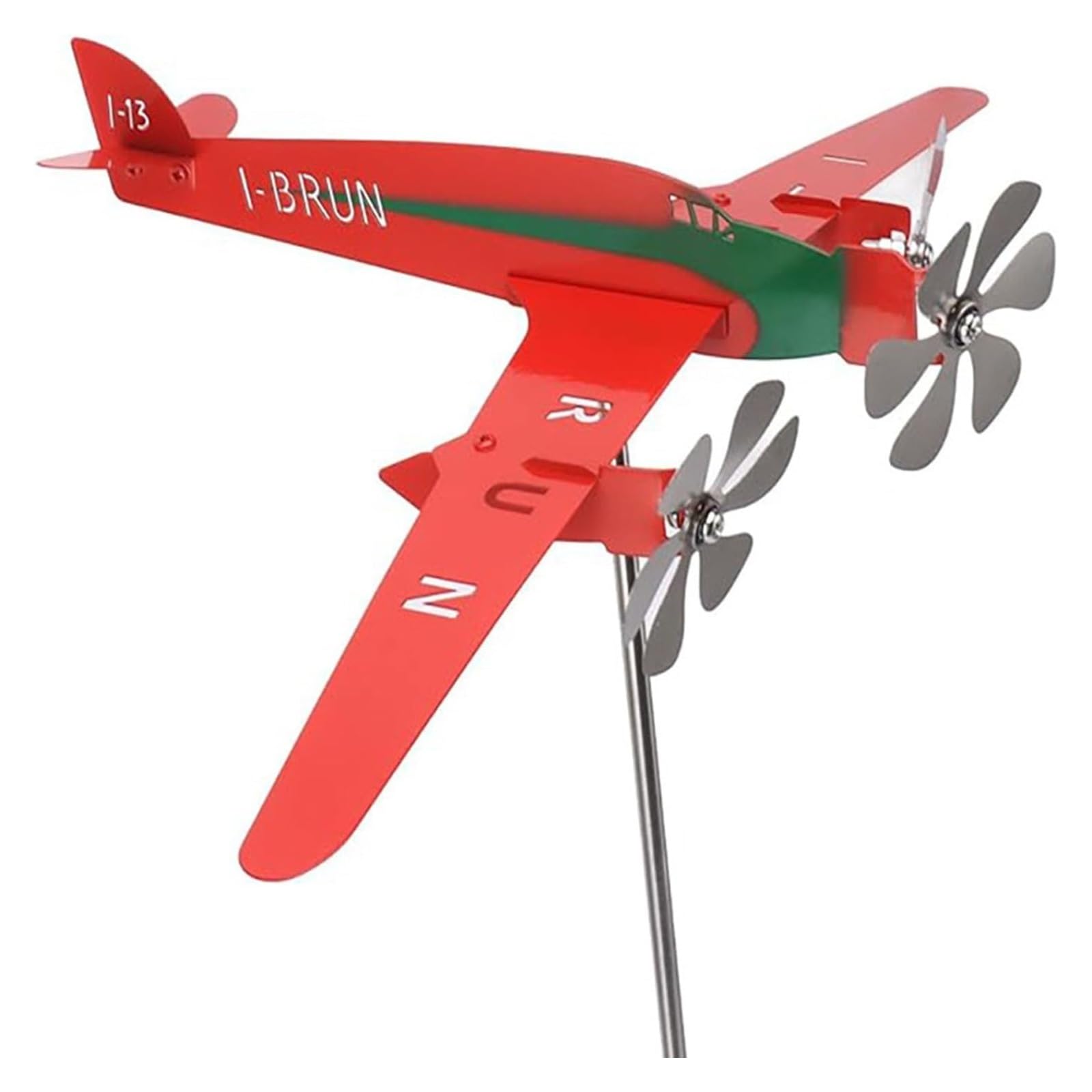 TAXXII Metal Airplane Weathervane Weather Vane Iron Outdoor Wind Spinner for Garden Patio Lawn Yard Ornaments(Red)