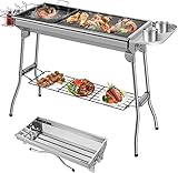 【DISEÑO PORTÁTIL】Parrilla de camping es fácil de montar y desmontar, fácil de plegar y muy ahorra espacio. Viene con una bolsa para que puedas llevarlo contigo durante el camping y el picnic.