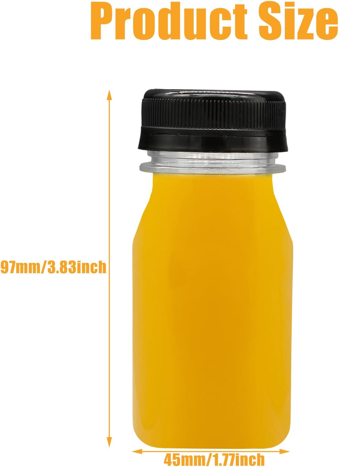 10 PCS 4 oz Plastic Juice Bottles Empty Clear Milk Bottles with Lids, Beverage Containers for Juice, Milk and Other Drink - Image 2