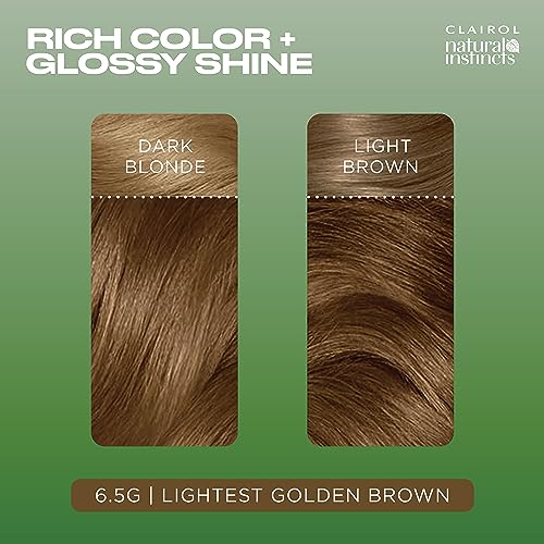 Clairol Natural Instincts Demi-Permanent Hair Dye, 6.5G Lightest Golden Brown Hair Color, Pack of 3 - Image 6