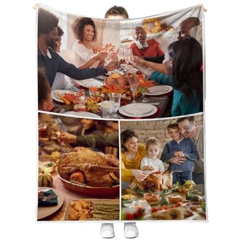 AIRFUN Custom Blanket with Photos Personalized Throw Blankets Customized Picture Blanket for Christmas Halloween Thanksgiving Day Cover