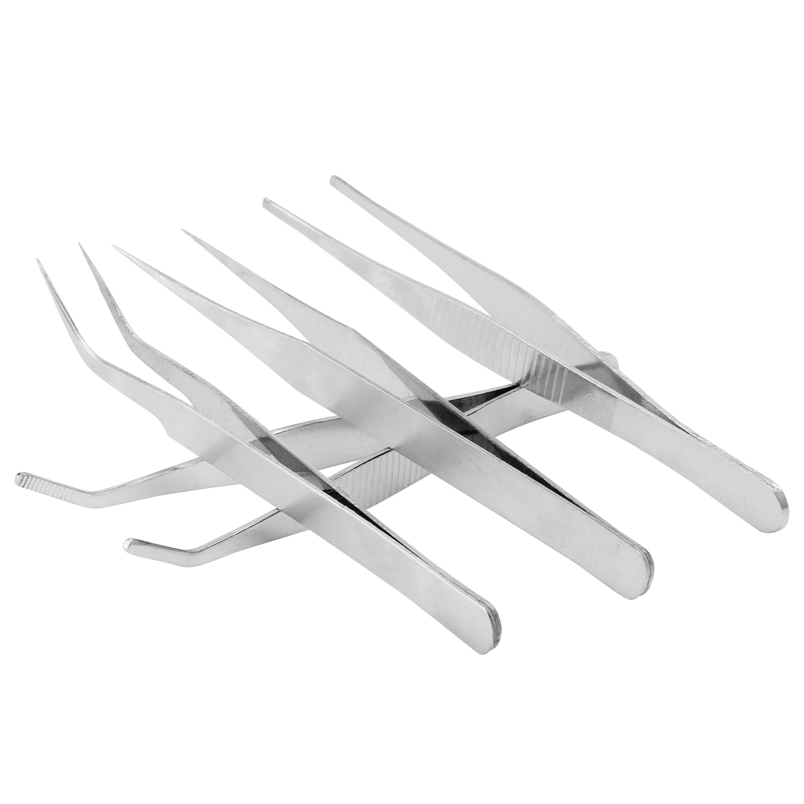4 zakrzywione pęsety, 14 cm, 2 tępe pęsety ze stali nierdzewnej 12 cm, naprawa ręczna, maszyny do szycia, biżuteria