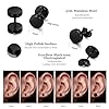 YADOCA 12Pairs Black Stud Earrings for Men Stainless Steel Hypoallergenic Black Mens Earrings 3mm-10mm #1