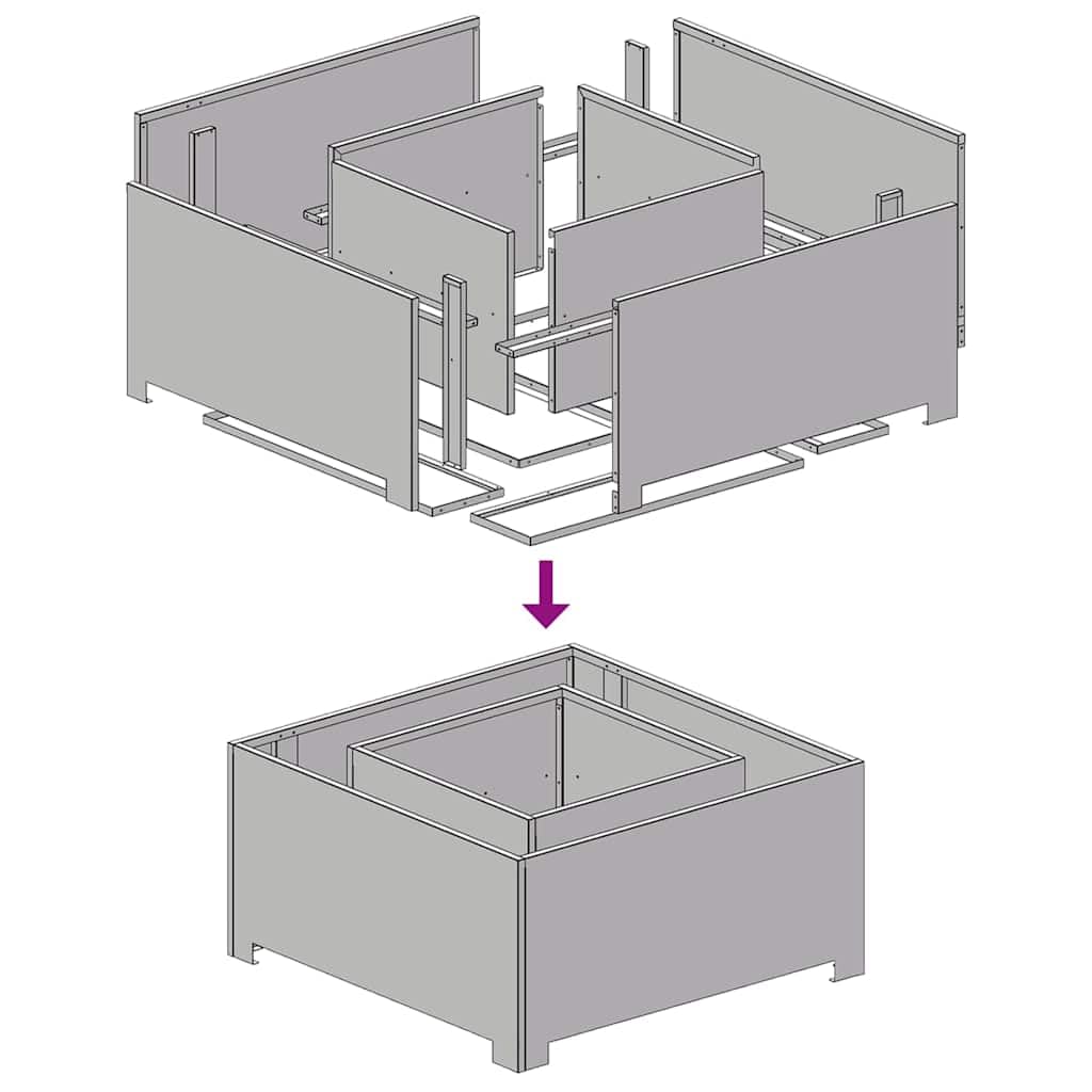 vidaXL Focolare Marrone 80 x 80 x 40 cm, Focolare Industriale da Esterno, Quadrato e Portatile, Resistente alla ruggine, Ideale per Giardini e Terrazzi