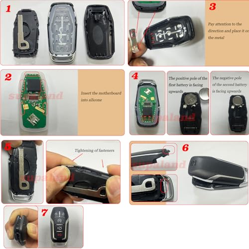 SUPALAND Key Fob Shell Case Replacement Fits for Ford Mustang Fusion Edge Explorer F150 F250 F350 Lincoln MKZ MKX MKC 2014-2017 Keyless Entry Remote Control 5 Button Pad Cover M3N-A2C31243300 by SUPALAND - Image 5