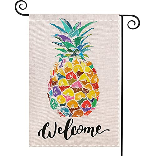 Lhsion Welcome Pineapple Garden Flag 12.5 X 18 Inch Spring Summer Garden Flag Decorative Double Sided Burlap Flag For Seasonal Farmhouse Yard Decoration #TOP3