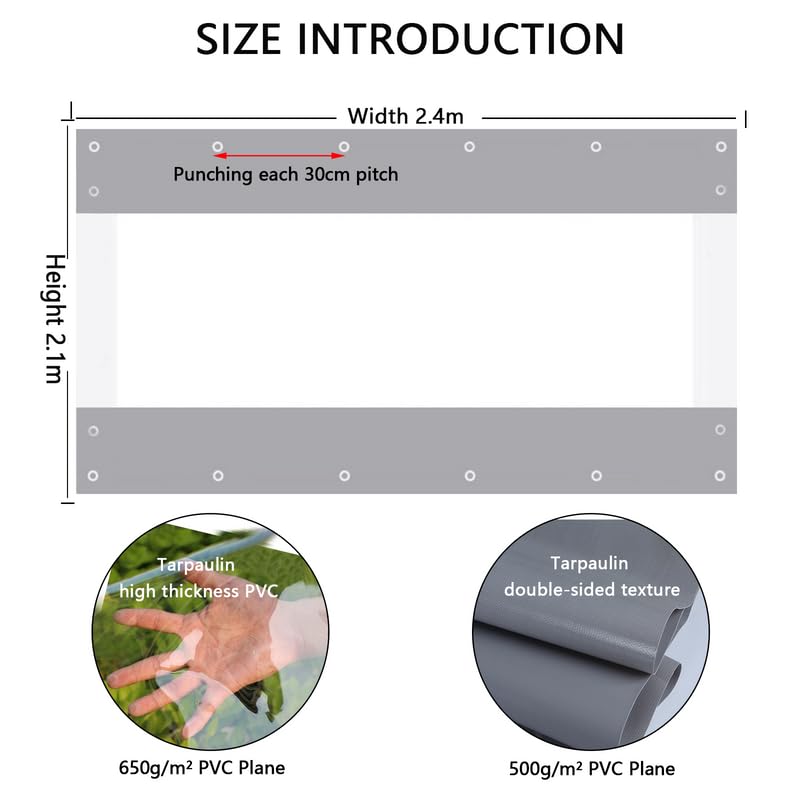 jianyana Rideau ExtéRieur ImperméAble 650 G/M² Toile Transparente ExtéRieure Rideaux ExtéRieur Terrasse pour Pergola, Gazebos