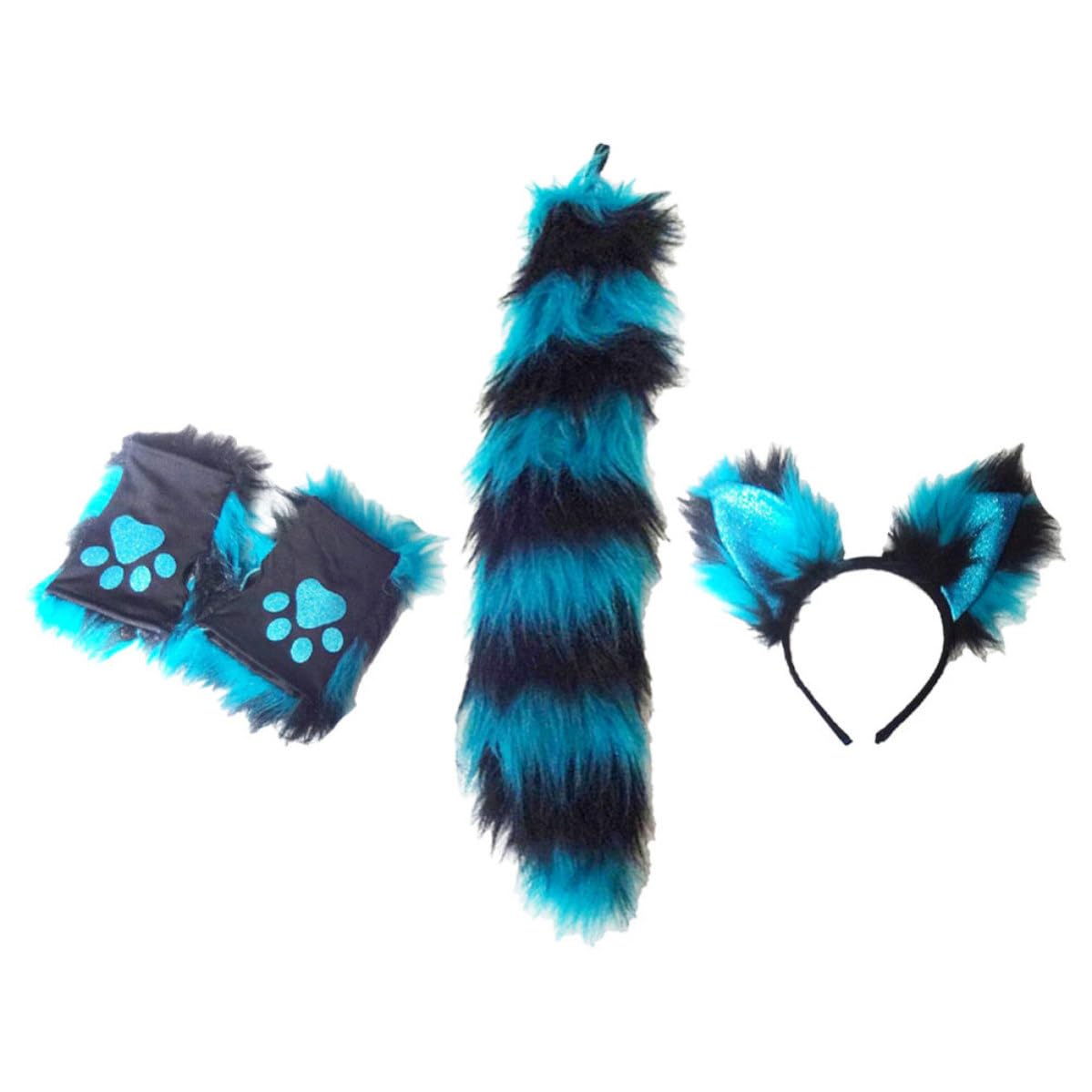 TOPBATHY 5 Juegos Diadema de Orejas de Animal Azul, Felpa Suave para Fiesta