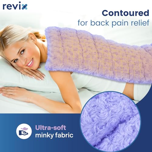 Image of REVIX Extra Large Heating Pad Microwavable for Back with Moist Heat, Microwave Heated Wrap for Full Back, Neck Shoulder and Muscles, Rose Velvet XXL Rice Bean Bag